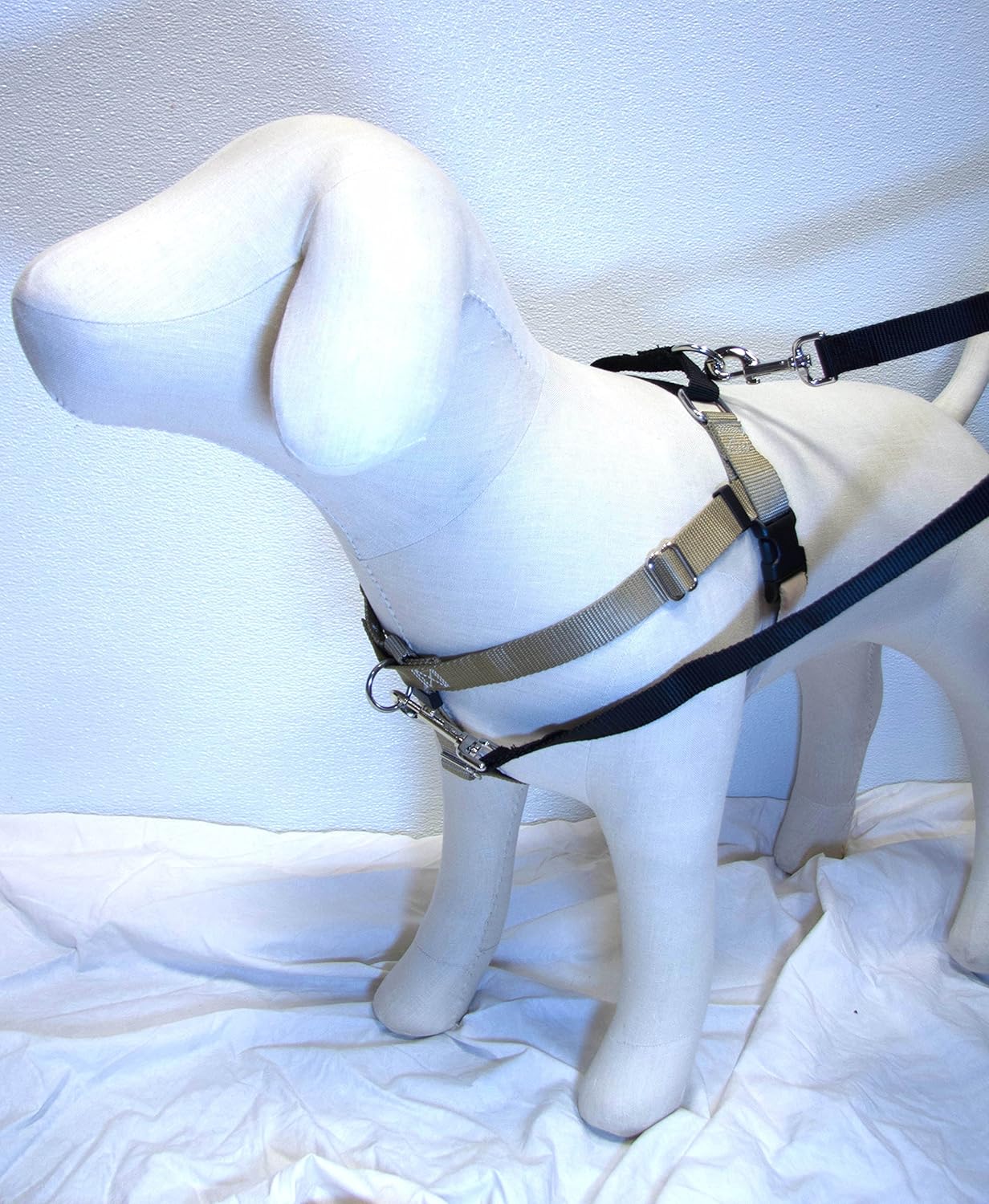 1" Wide Medium (22"-28") Freedom No-Pull Harness ONLY, Available in 18 Colors - Direct from Inventor (Tan w/Black Loop)