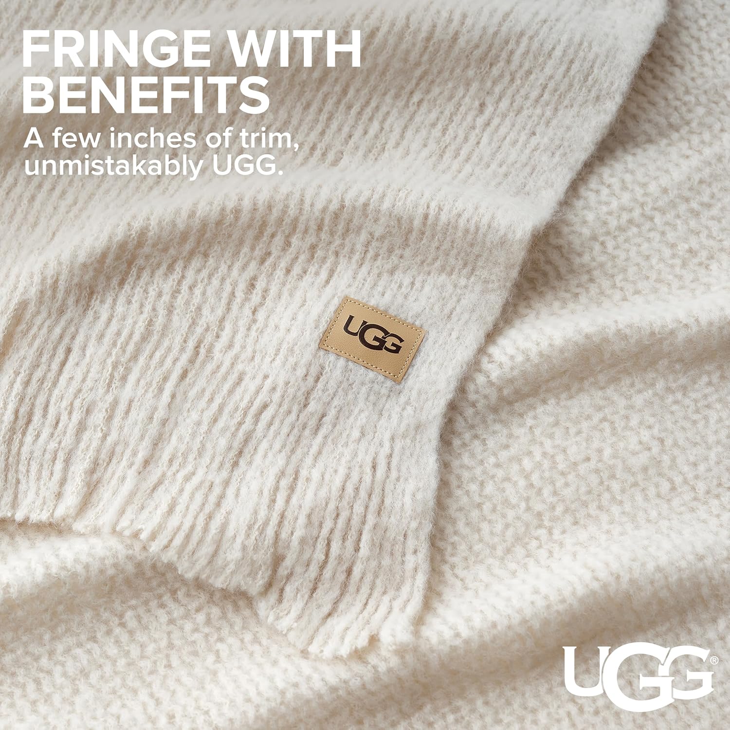 UGG Margot Knit Throw Blanket, Lightweight Home Decor, 50" x 70", Cream image 4