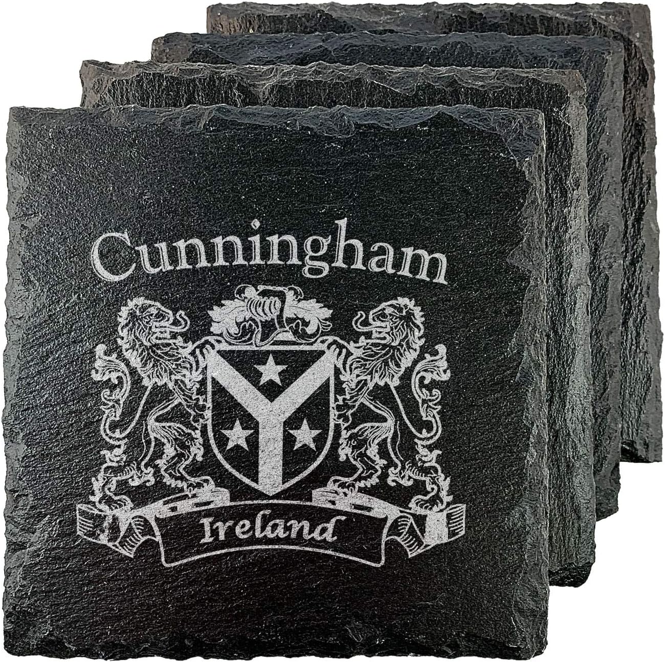Cunningham Irish Coat of Arms Slate Coasters - Set of 4