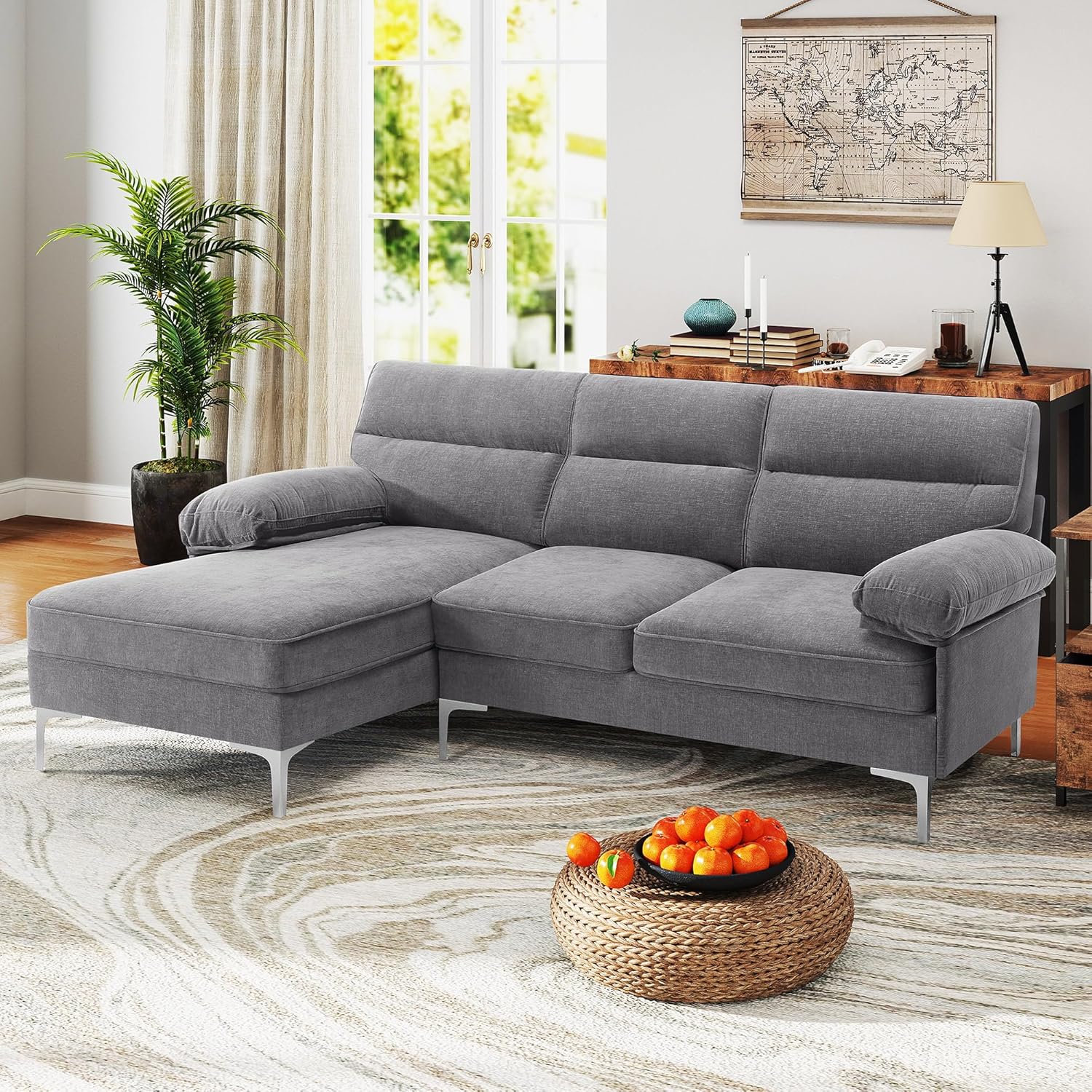 Hanherry 85" Sofa for Living Room, L Shape Sectional Couch