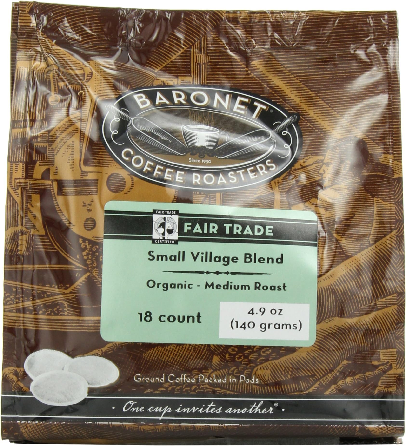 Fair Trade Organic Small Village Blend (140 g), 18 Count Coffee Pod