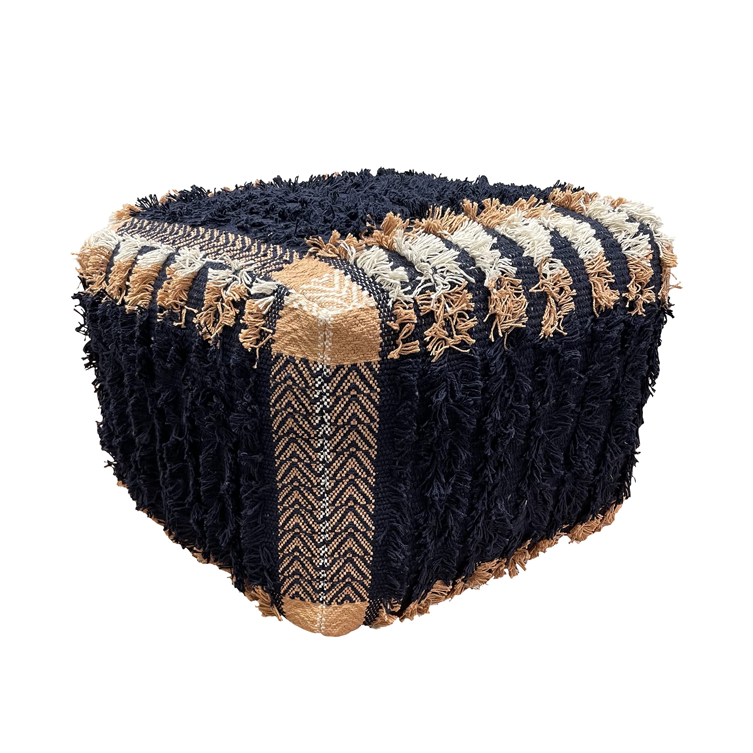 Trade AM Ox Bay Blue/Orange Geometric Pouf