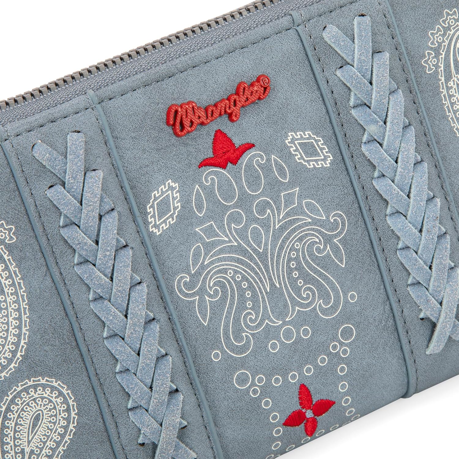 Montana West X Wrangler Wristlet Wallet for Women Bifold Travel Wallet Designer Rheinstone Shimmer Wallets Jean - Image 3
