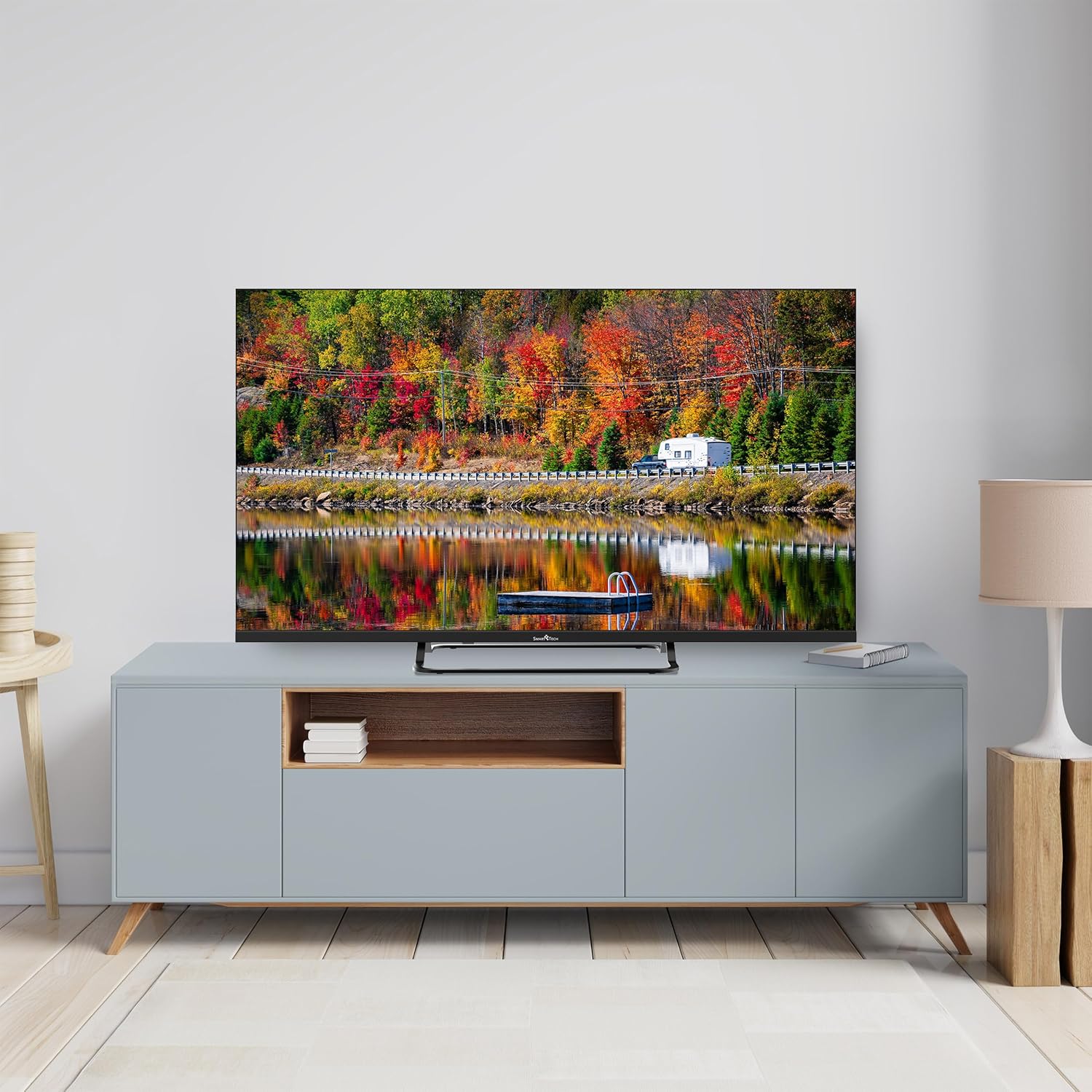 Smart Tech TV remote control with quick access buttons for Netflix and Prime Video.