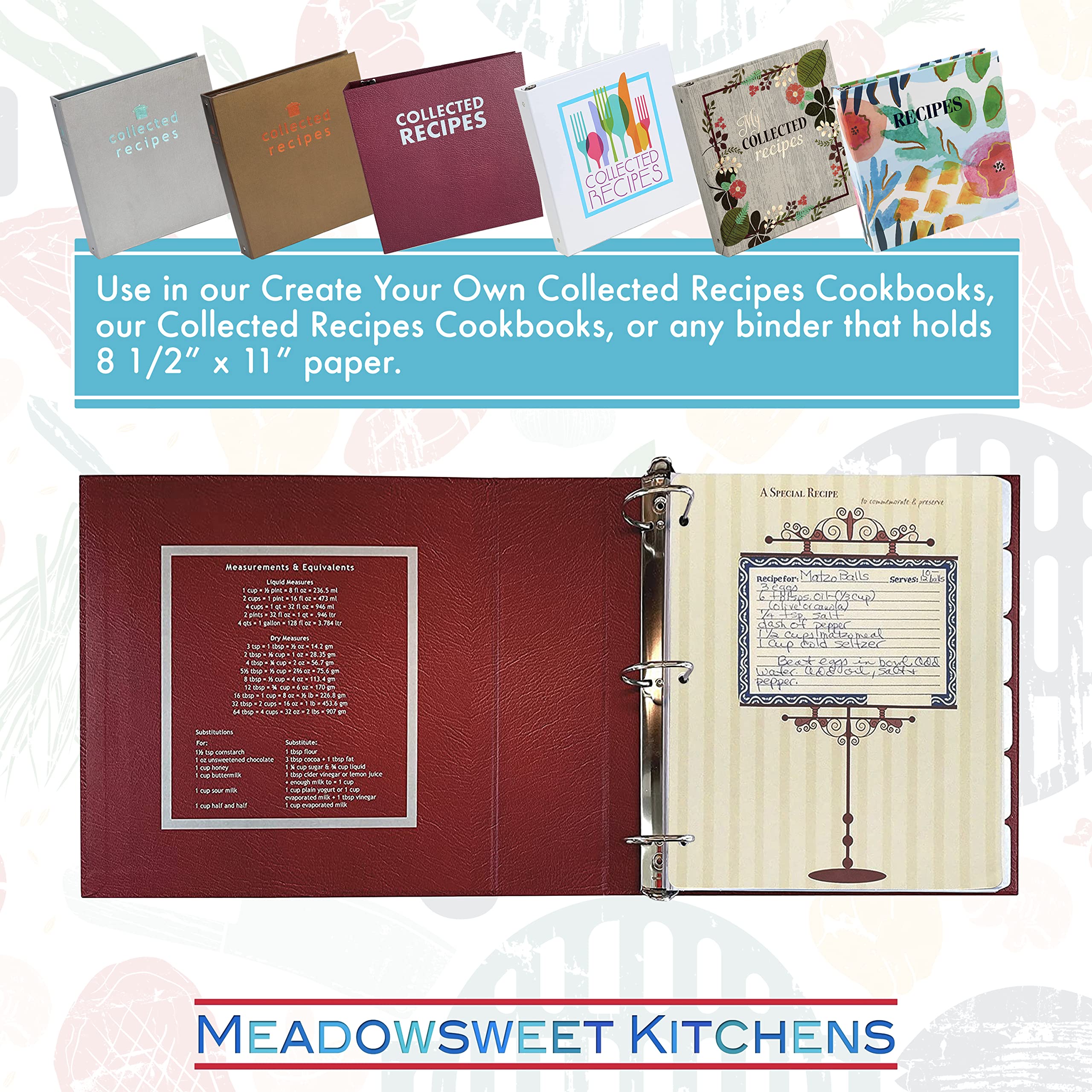 Amazon.com : Meadowsweet Kitchens Plastic Recipe Card Protectors for 3 ring  binders, 15 Sheets (Archival 4x6 15 ct) : Office Products