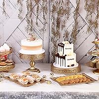 Vista 2 de GMWD Juego de soportes dorados para tartas, mesa de postres de metal, pedestal, soporte para cupcakes, plato de dona, bandeja para servir decoración