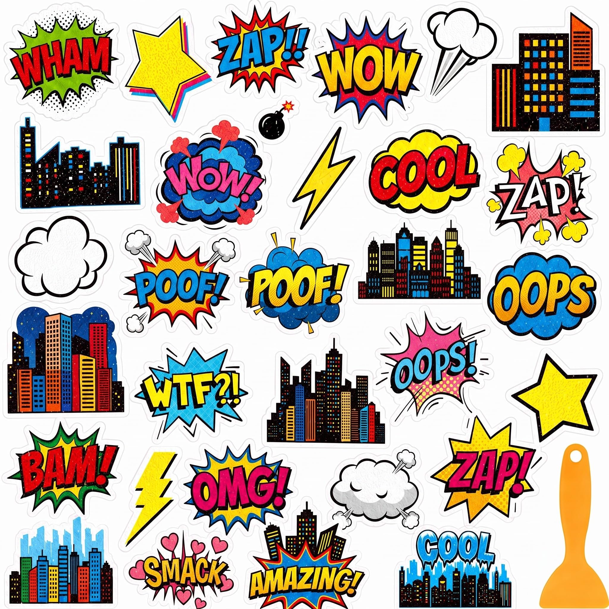 Fullhawl 30 Pcs Comic Non Slip Shower Stickers, Fun Bathtub Safety