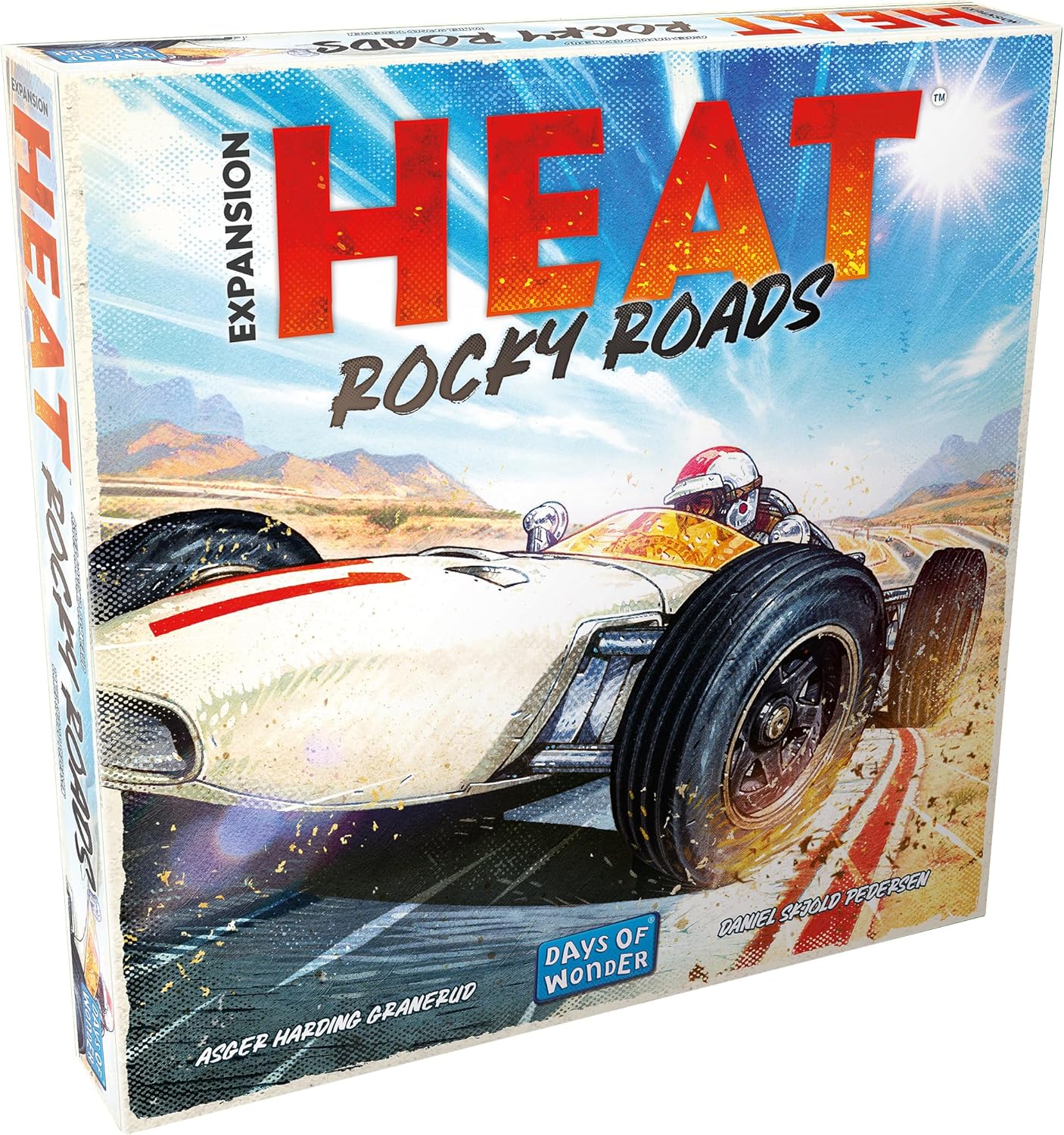 Asmodee Heat: Rocky Roads Board Game Expansion - 2 New Tracks, 1966 Championship Season, Sliding Skirts Mechanic & New Cards, Strategy Game for Kids & Adults, Ages 10+, 1-7 Players, 60 Min Playtime