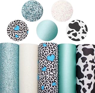 Cow Leopard Pattern Faux Leather Sheets Pattern Synthetic Leather Fabric Canvas Back 5Pcs 7.7" x 12.9" (20 cm x 33cm) for DIY Earring Making Crafts (B)
