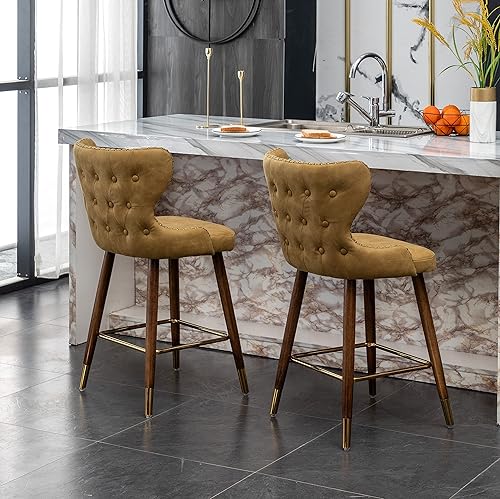 Miniatura 6 de Roundhill Furniture Nevis Mid-Century - Juego de 2 taburetes modernos de piel sintética con adornos de clavos, color azul