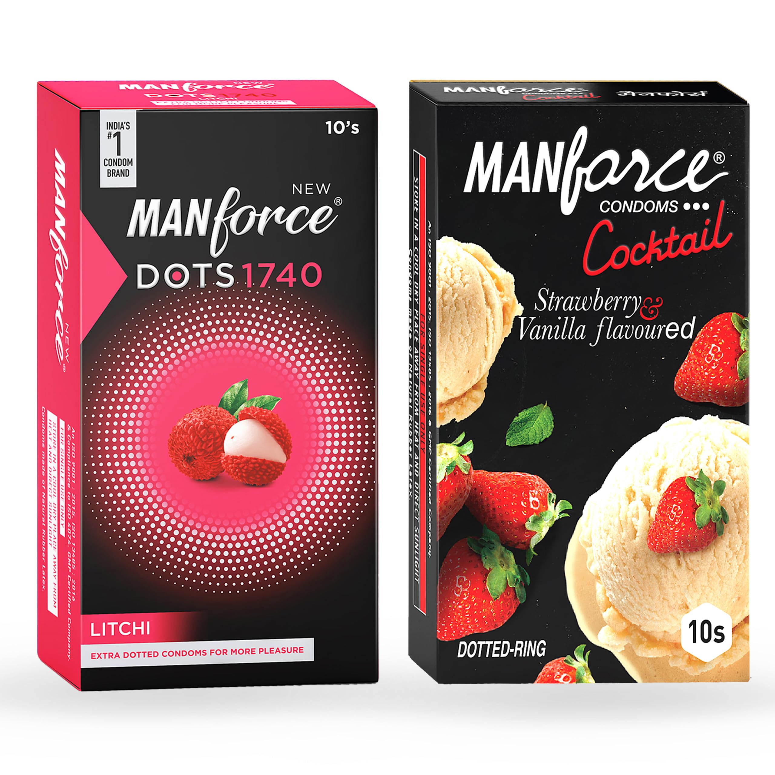 Manforce Combo | Cocktail Strawberry Vanilla and Litchi| 20 pcs | Extra Dotted Condoms | India’s No. 1* Condom Brand-image-29