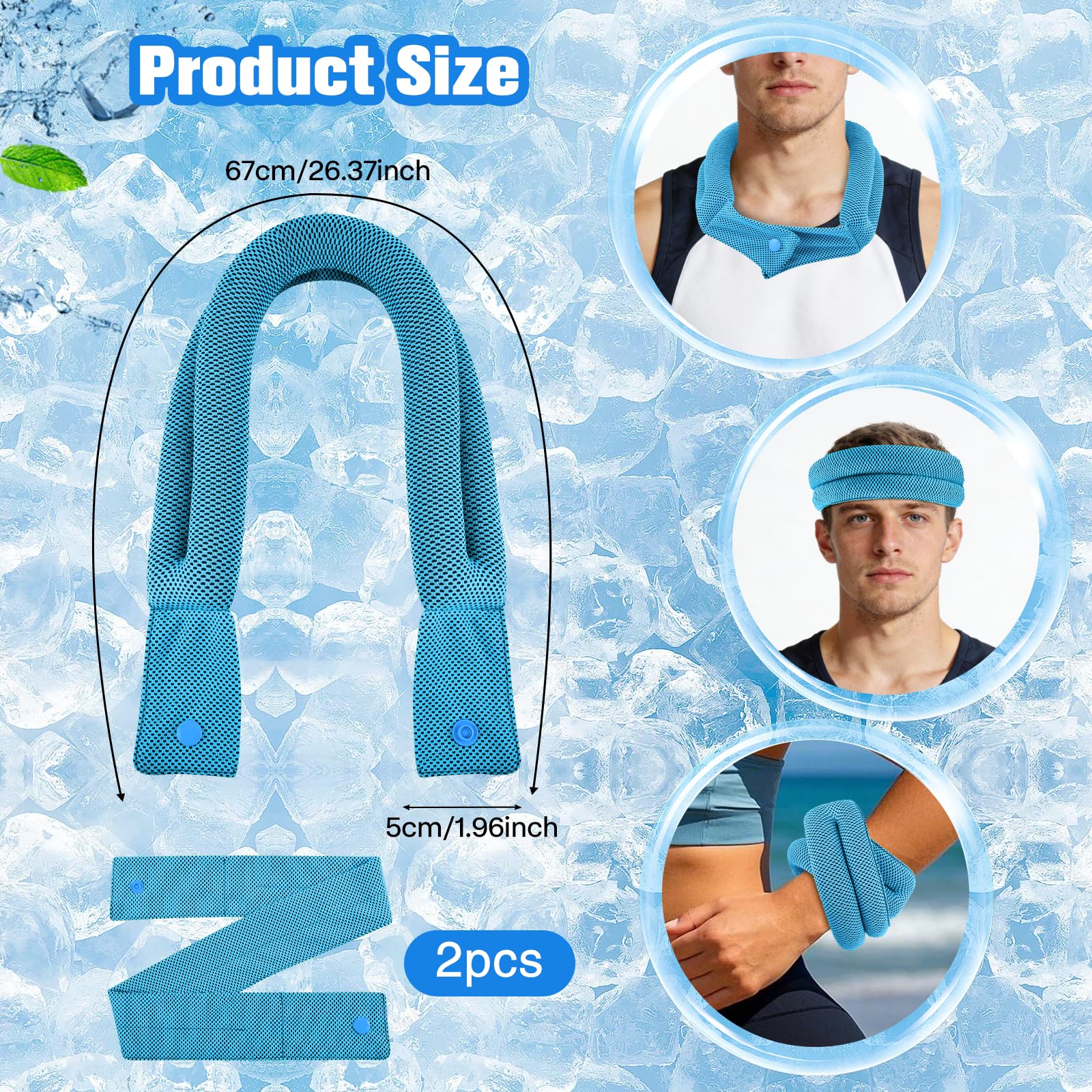 Écharpe de Refroidissement de Glace, 2 Pièces Serviette Rafraîchissante pour Le Cou, Écharpe Rafraichissante avec Bouton, Foulard de Refroidissement du Cou, pour Fitness, Sport, Voyage, Yoga