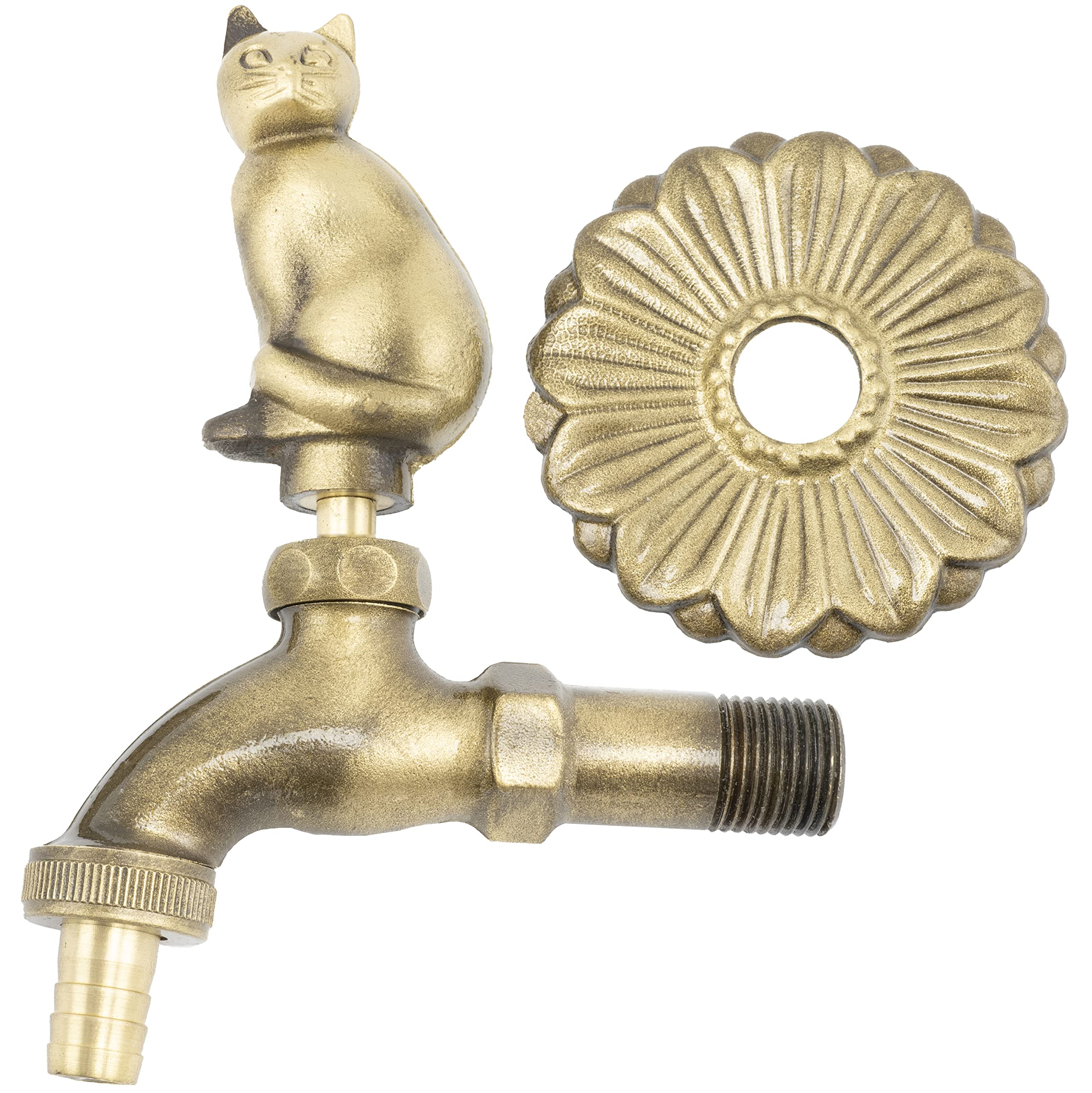 AERZETIX - C60250 - Wand-Spültischarmatur 1/2'' motiv "katze" antik retro dekorativ - klempnerei springbrunnen ornament badezimmer vintage gartenarmatur - aus messing