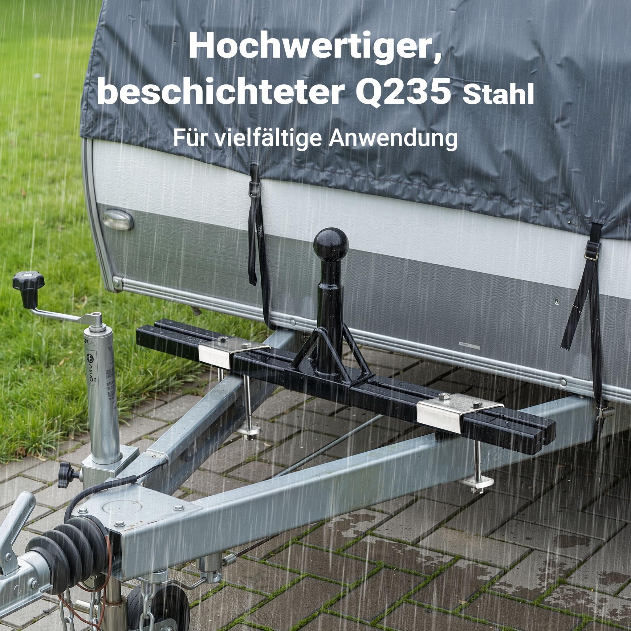 Wiltec Deichsel-Fahrradträger bis 80 kg aus Stahl, Adapter zur Fahrradträgermontage auf Deichsel für Anhänger und Wohnwagen