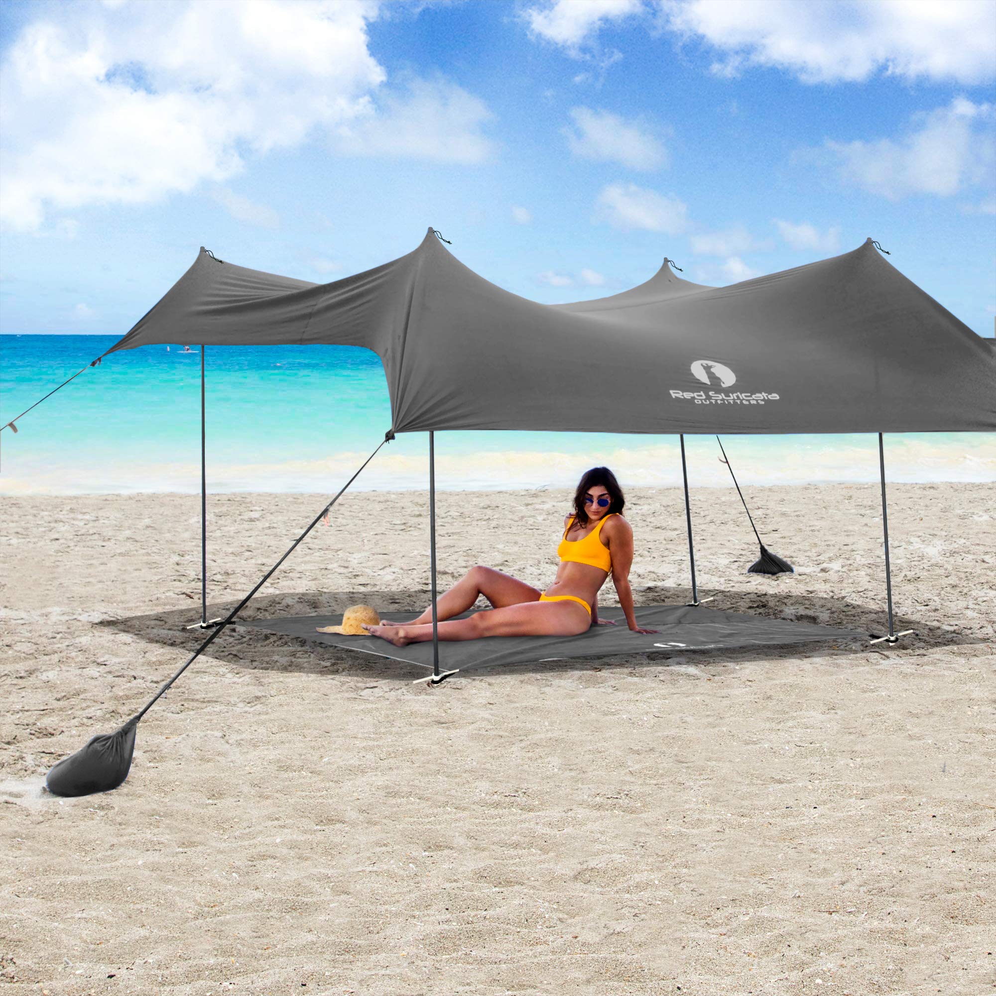 Red Suricata Tapis de Plage Anti Sable - Couverture de Plage imperméable Anti Sable - Compatible avec Le Parasol de Plage Familial pour la Plage, Les Pique-niques et Le Camping