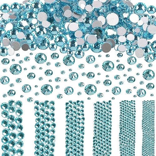 Miniatura 2 de 2 cajas de cuentas masivas, 8000 unidades, 6 tamaños, para arte de uñas, cristales con parte trasera plana, diamantes de imitación para proyectos de