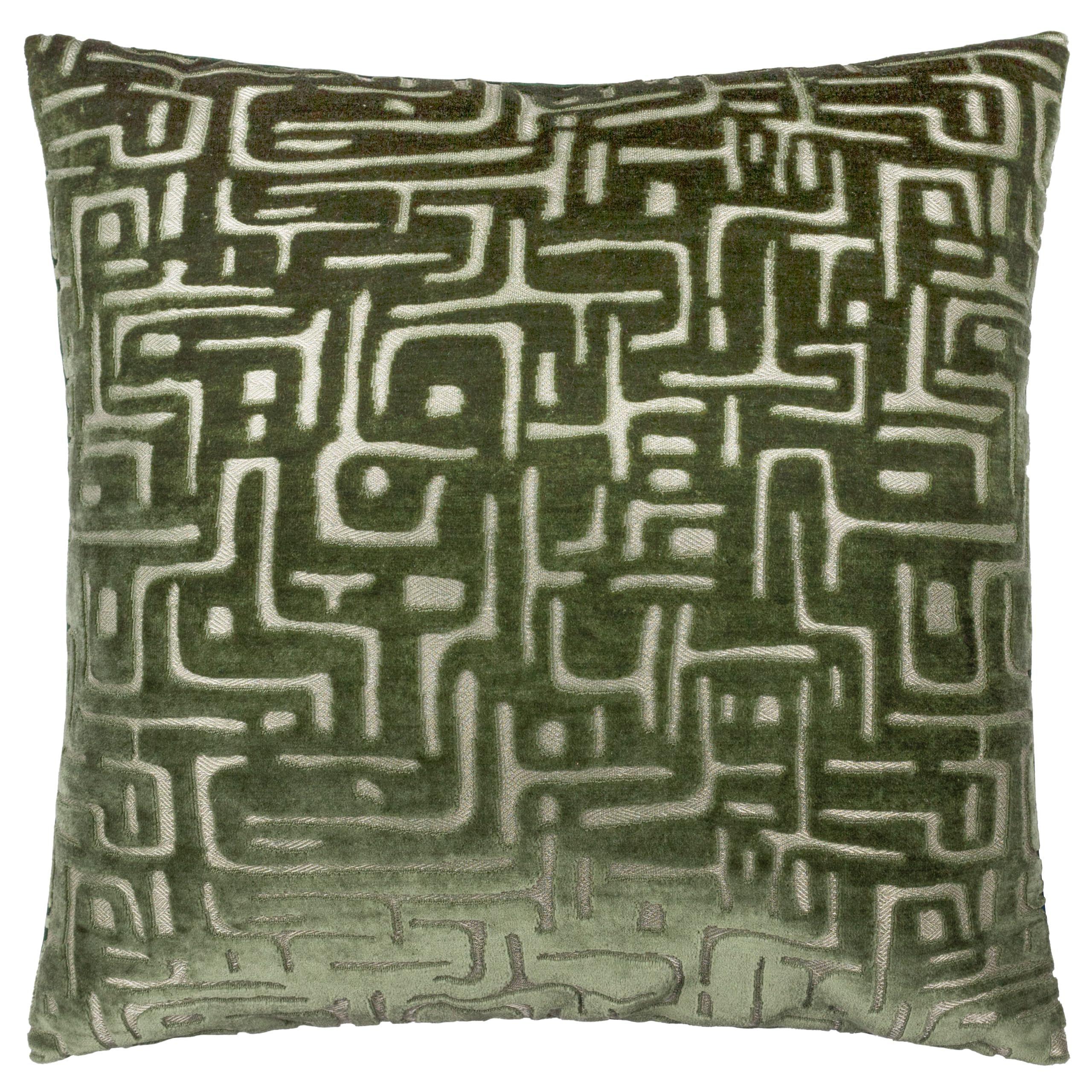 furn. Hoem Soren Polyester Filled Cushion – Cut Velvet Abstract Geometric Textured Decorative Pillow (Smoke Green – 45x45cm)