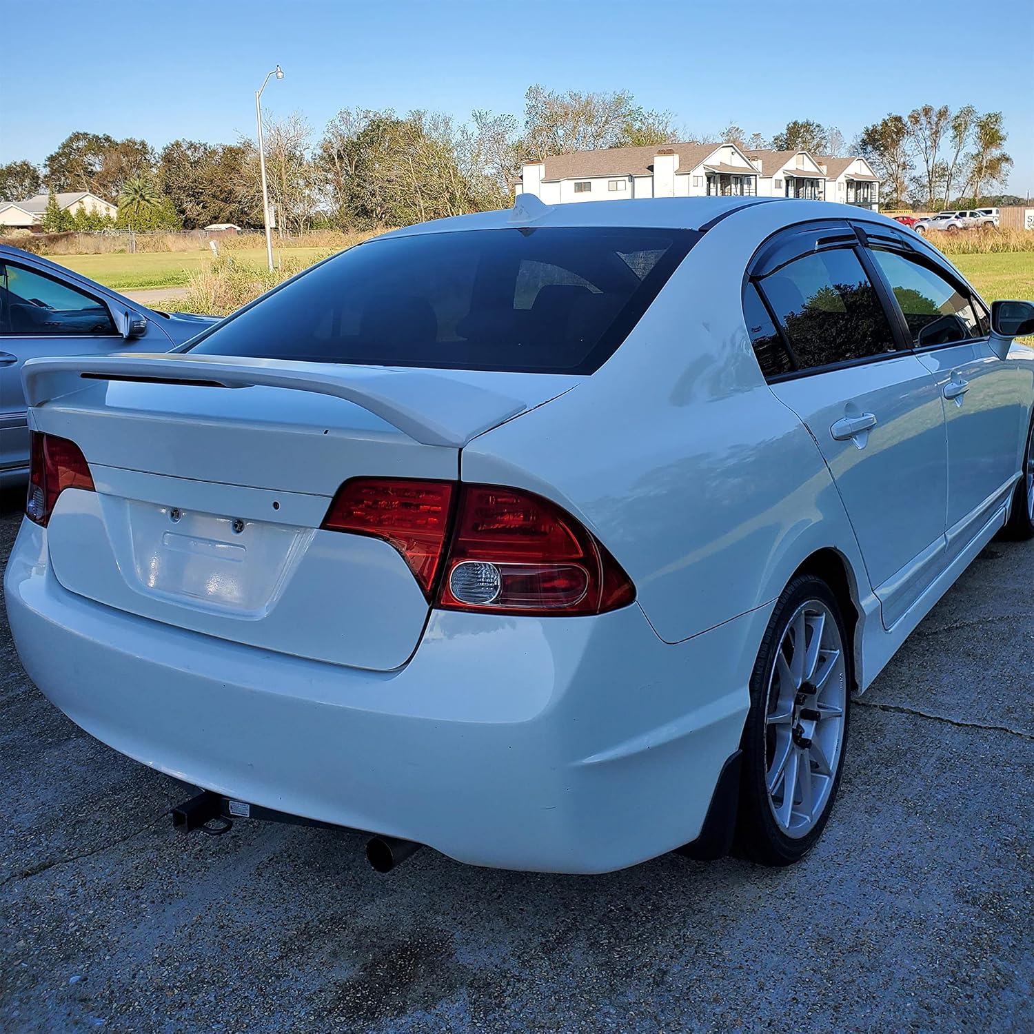 ECOTRIC Rear Trunk Spoiler Wing Compatible with 2013-2015 Honda Civic 4DR SI Sedan w/LED Brake Light Lamp Painted