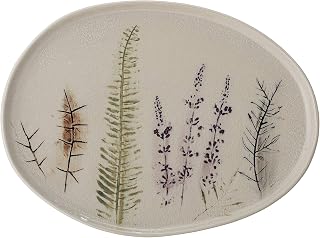 Bloomingville Bea Servierplatte aus Steinzeug in der Farbe Beige, Maße: 34,5cm x 26cm x 2cm, 82050108