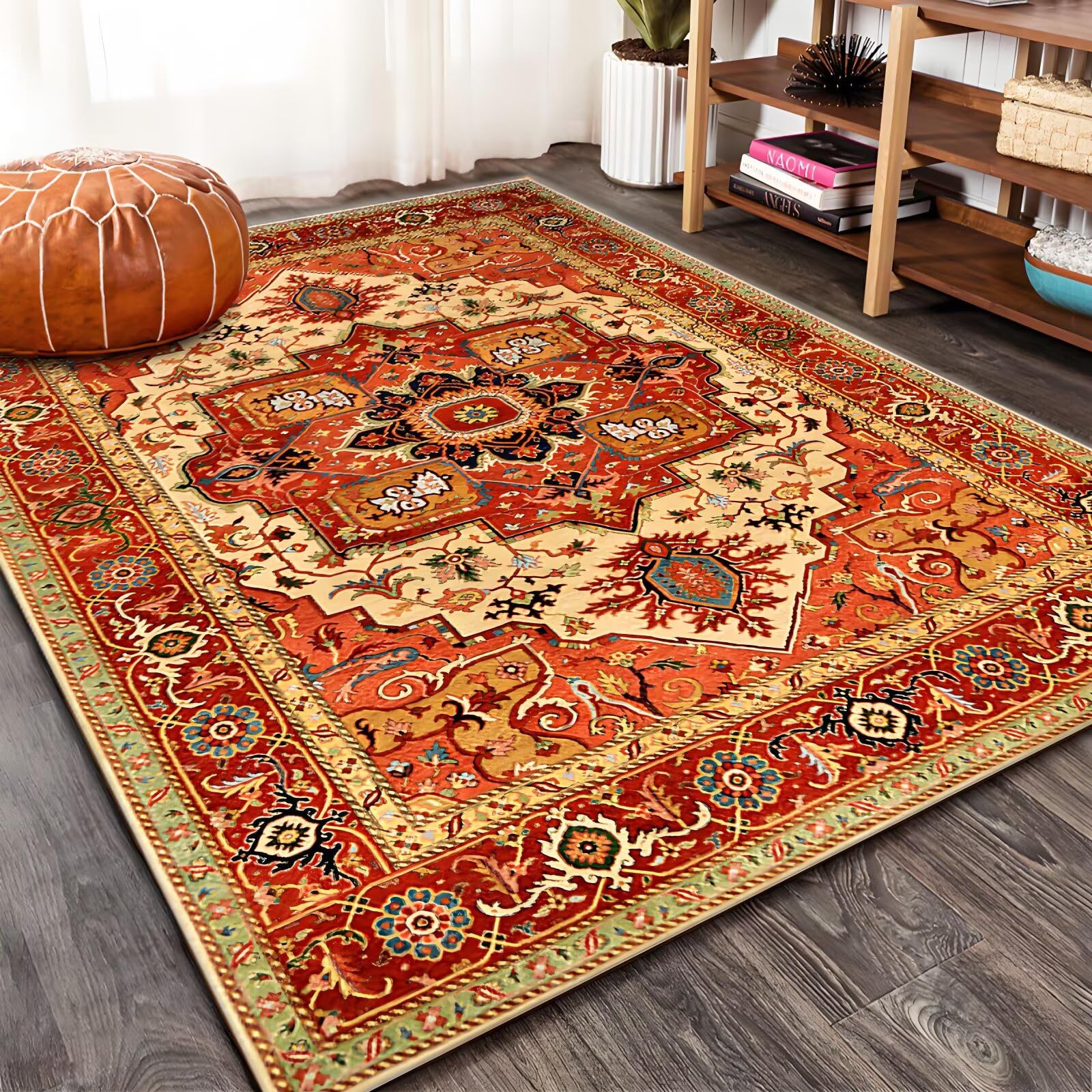 Alfombra antideslizante suelo personalizada retro 100x200cm roja para debajo de la silla