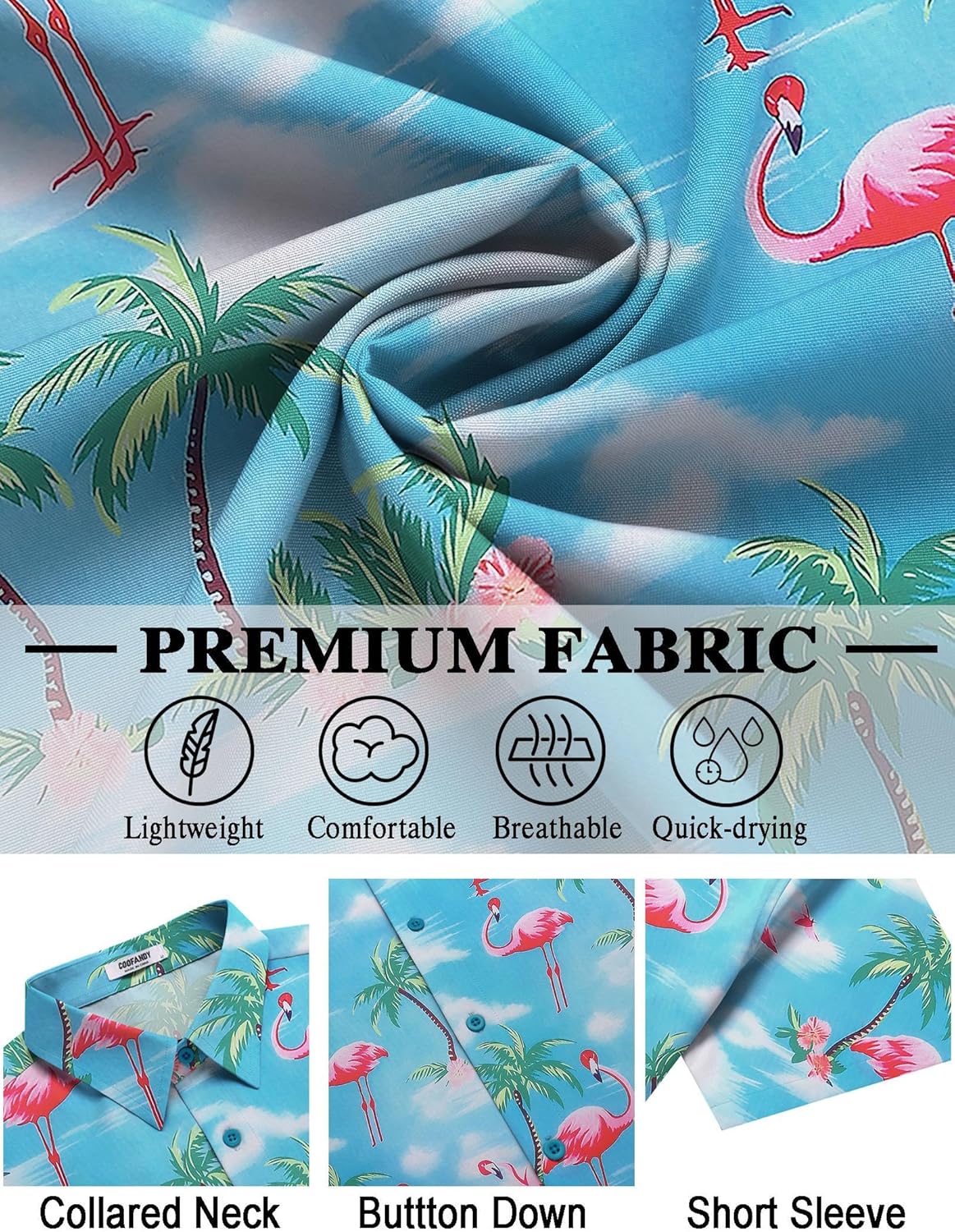 COOFANDY Mens Hawaiian Shirt Short Sleeve Button Down Shirts Tropical Floral Summer Beach Shirts - Image 5