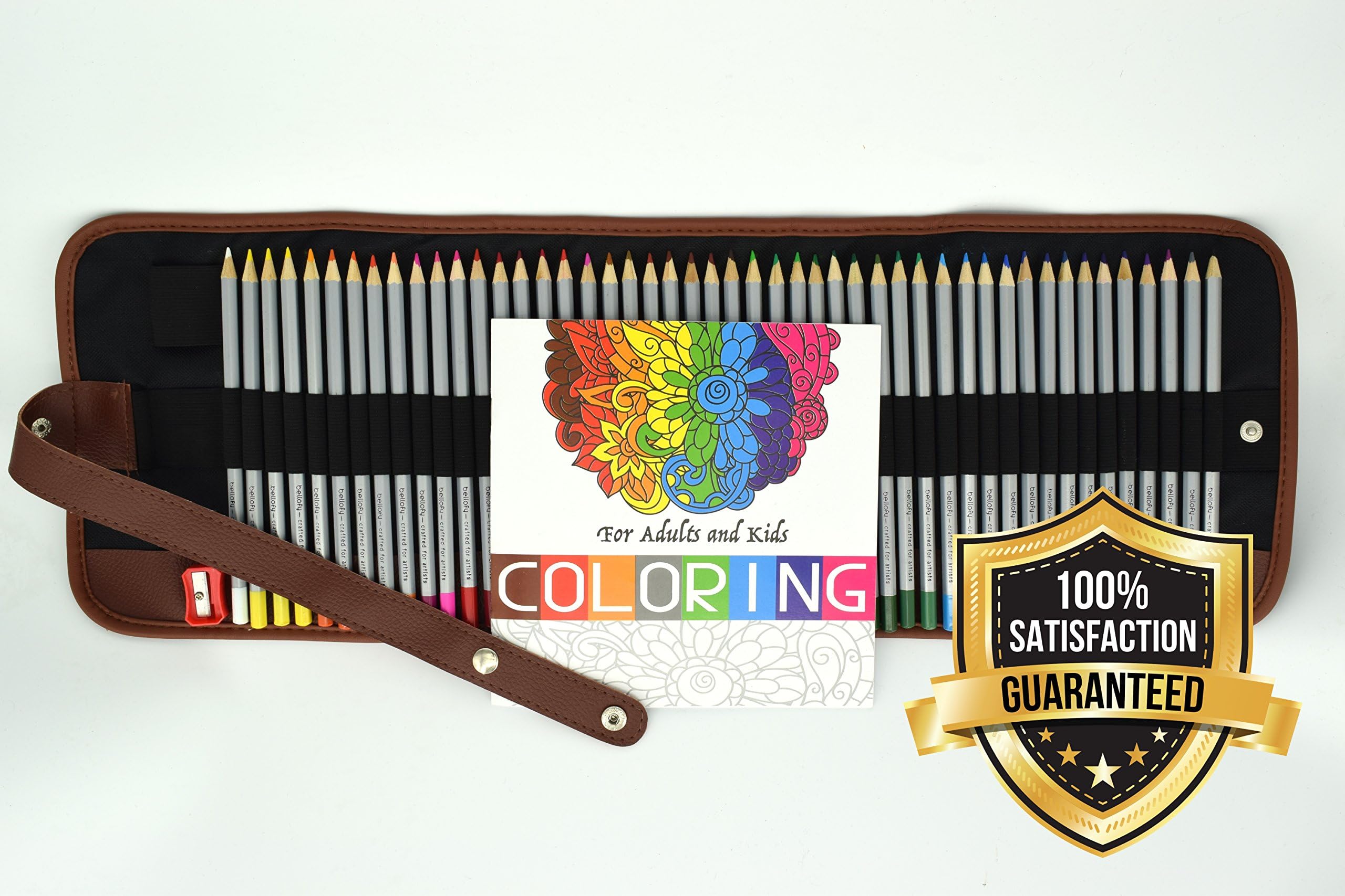 Color Pencil Set - 48 Color Pencils with Canvas Roll Up Bag and Coloring Book - Non-Toxic and Eco-Friendly Coloring Set