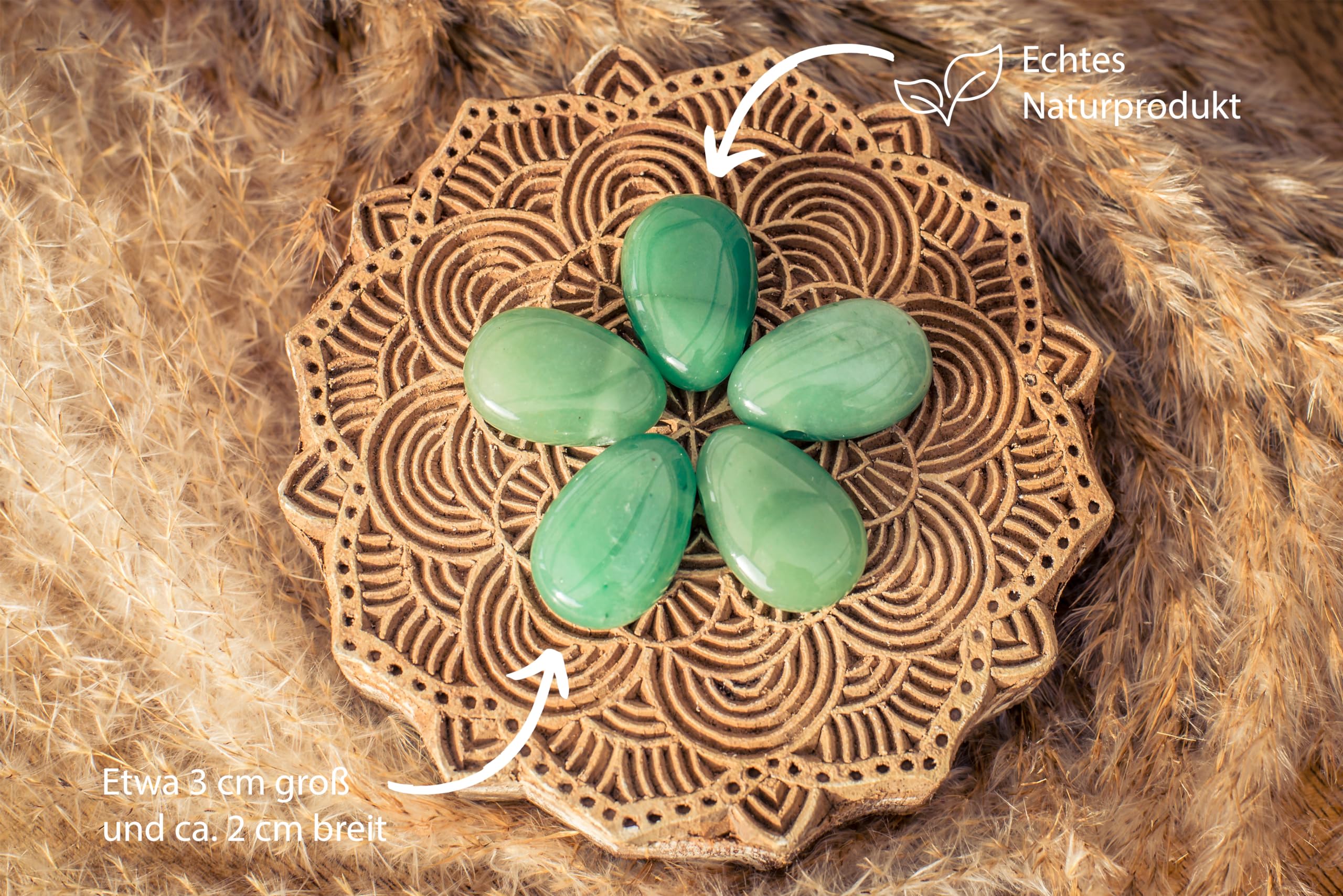 Ciondolo In Avventurina Verde A Forma Di Goccia - Pietra Naturale Con Cordino In Cotone, 3x2 Cm - Foto 3