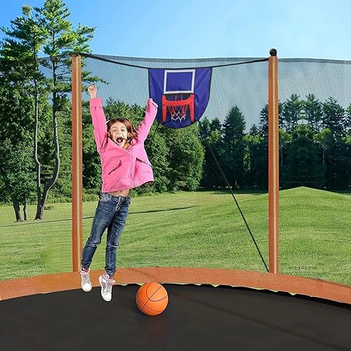 Miniatura 7 de Goujxcy Trampolín de 10 pies, 12 pies, 14 pies, 15 pies, 16 pies, para niños y adultos, trampolín al aire libre de 1500 libras con aro de