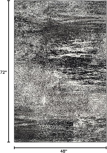 Miniatura 2 de SAFAVIEH, colección Adirondack - Alfombra decorativa de 4 x 6 pies, plateadanegra, abstracta, moderna, no desprende pelo, de fácil cuidado, para