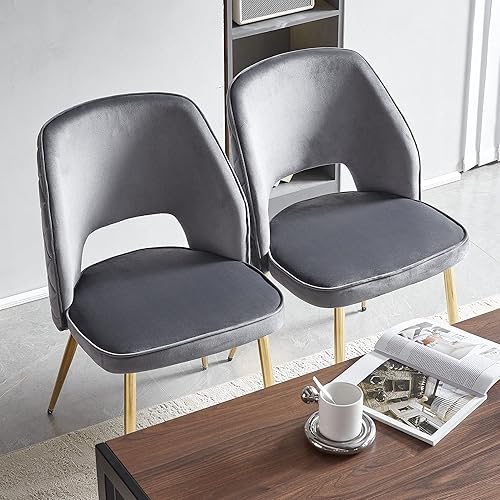 Miniatura 2 de Silla de lujo para dormitorio, juego de 2 sillas de comedor modernas de terciopelo, hermosa silla de sala de estar, silla de acento suave con