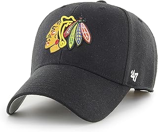 47 NHL Chicago Blackhawks MVP Unisex Baseball Cap, Hook & Loop Strap, Indian Badge Logo, Colour Black