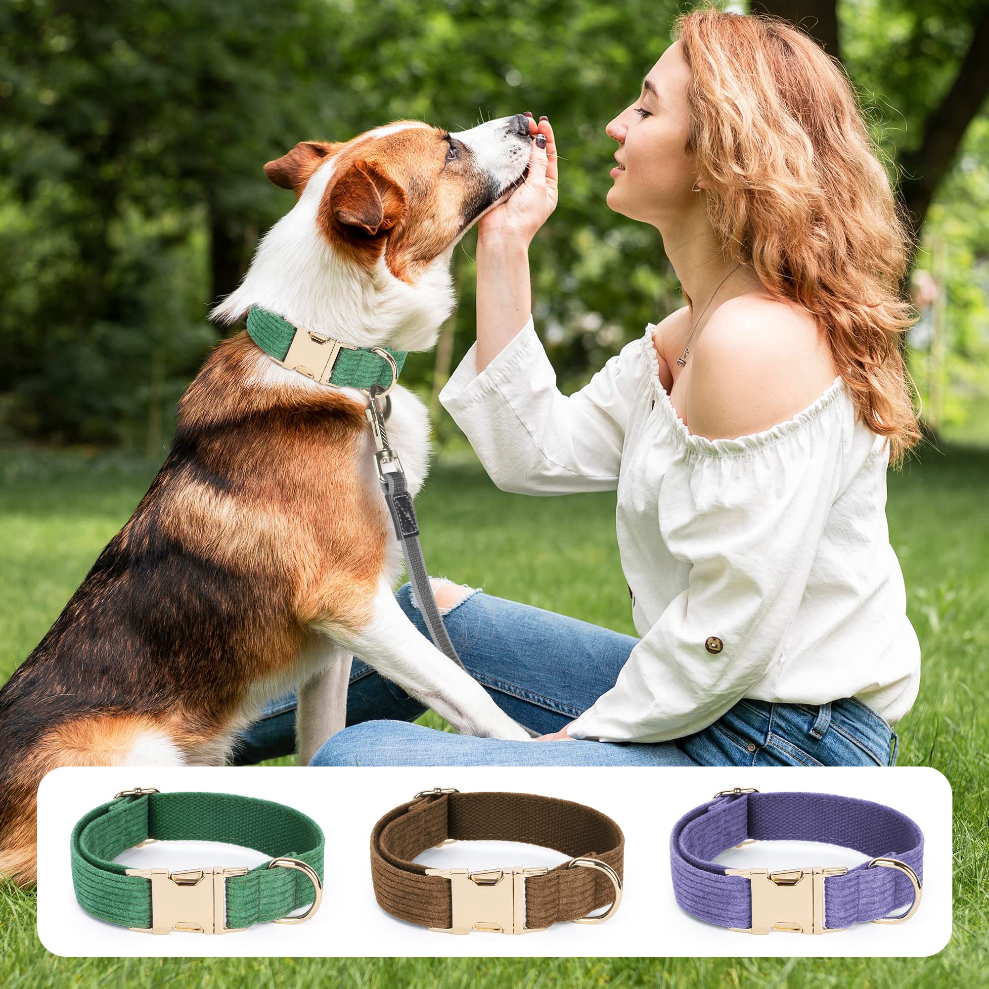 Baumwoll-Cord Hundehalsband – Hypoallergen, Mit Sicherheitsschnalle, Für Hunde Mit Empfindlicher Haut (M, Braun)
