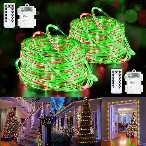 Miniatura 17 de Jnaurb Luces de Cuerda a Batería para Exteriores, 33 Pies 100 LED 8 Modos Luces de Cadena a Batería, Luz de Hadas de Navidad Impermeable con Control