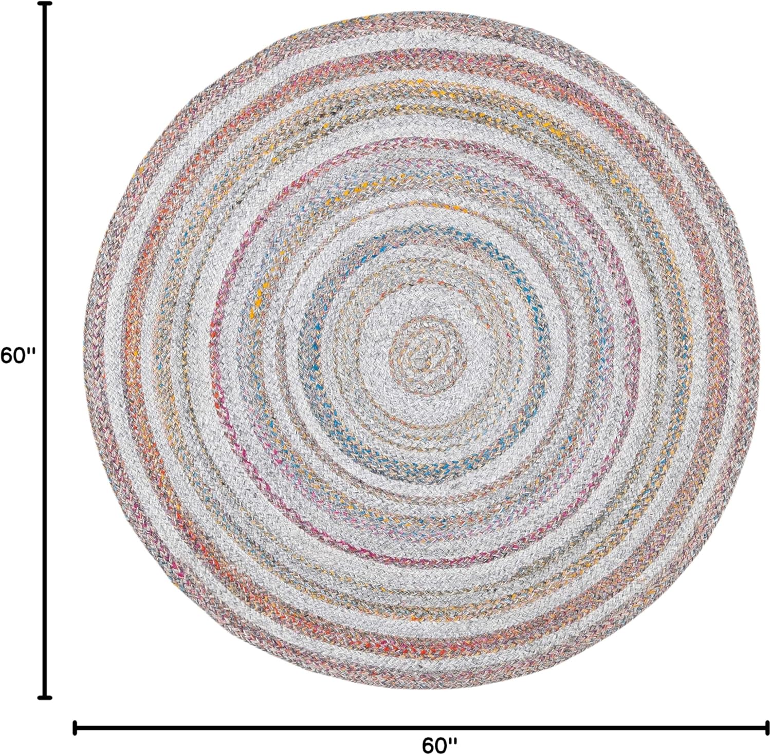 SAFAVIEH Cape Cod Collection 5' Round Grey / Pink CAP235F Handmade Braided Area Rug