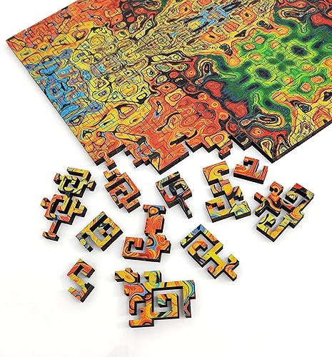 Miniatura 5 de Rompecabezas de madera para adultos, geométrico, fabricado en los Estados Unidos por FoxSmartBox - 300 piezas - Desafío. Caleidoscopio