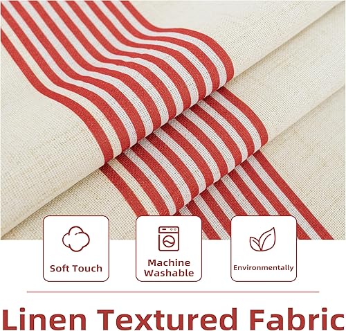 Miniatura 3 de DriftAway Chris - Cortina de lino con patrón de rayas verticales, aislamiento térmico, oscurecimiento de lino, cenefa para ventana, bolsillo para