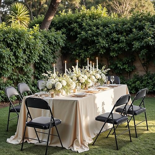 Miniatura 2 de HealSmart Paquete de 2 sillas plegables con asientos acolchados de cuero, respaldo y marco de metal resistente, apilables, portátiles, asiento para