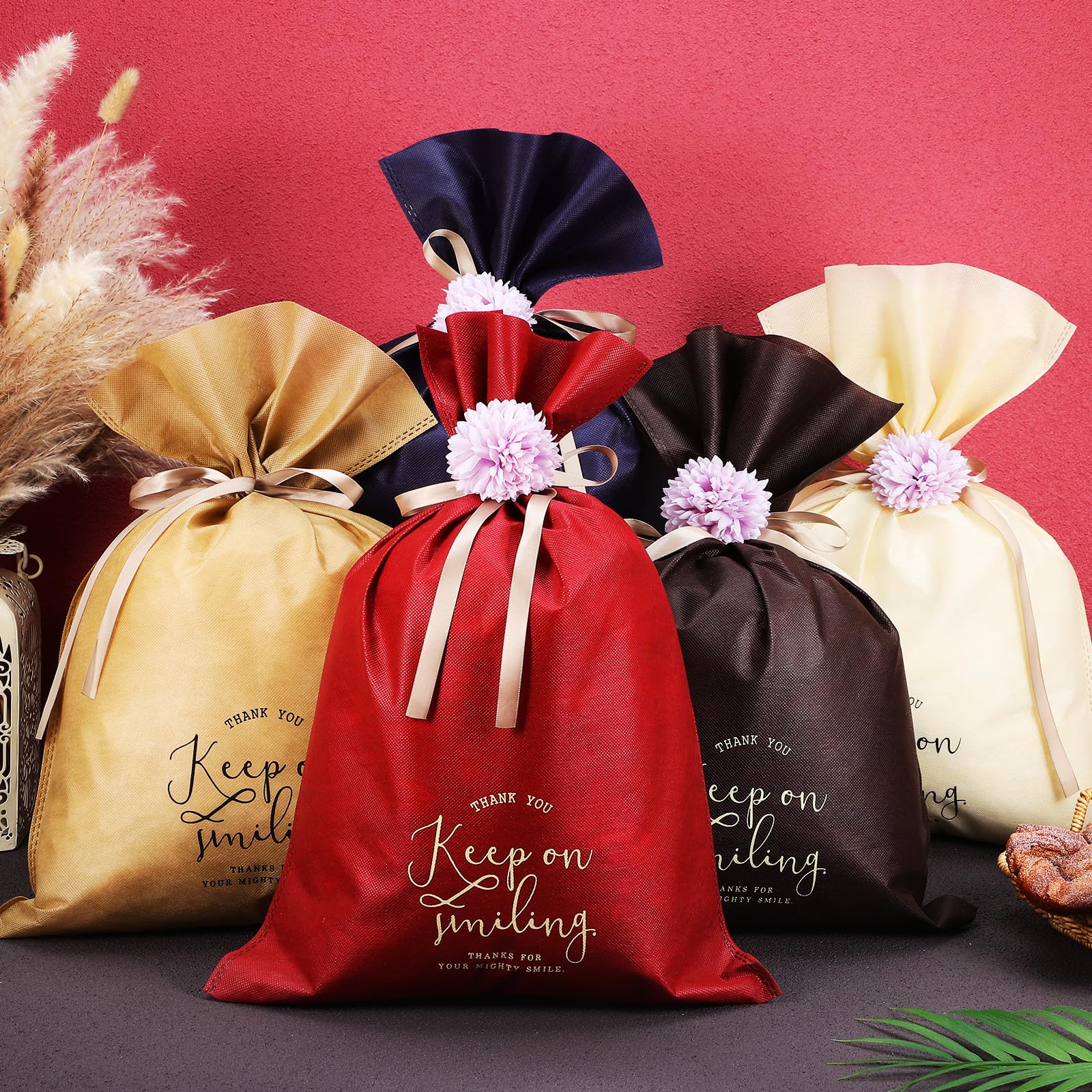 LOLIPPYY 5piezas Bolsas De Obsequio De Navidad Cordón Múltiples Usos Para Envolver