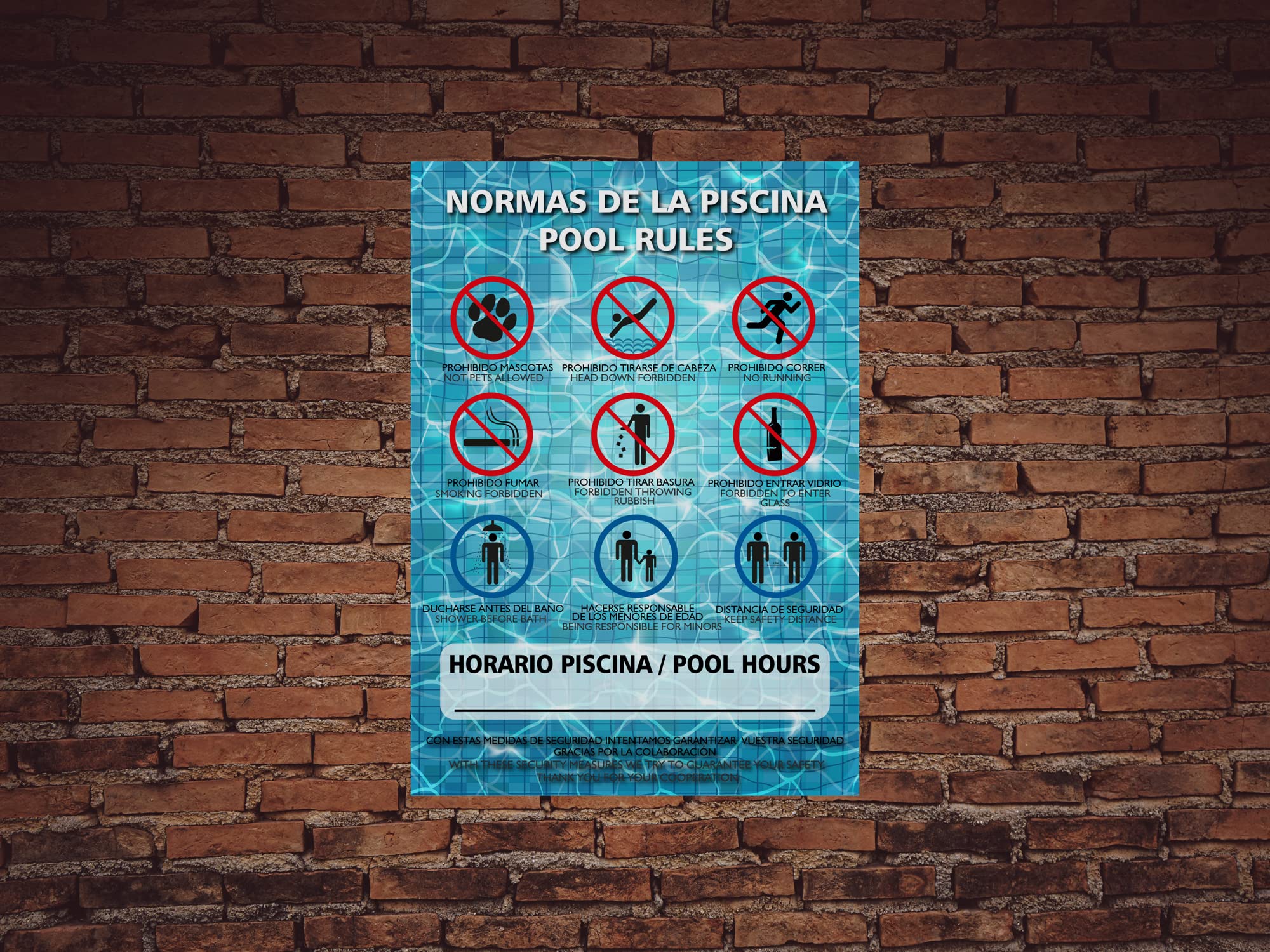 Oedim Señalética Normas de la Piscina, Fabricado en PVC 3mm, Señal para Piscinas