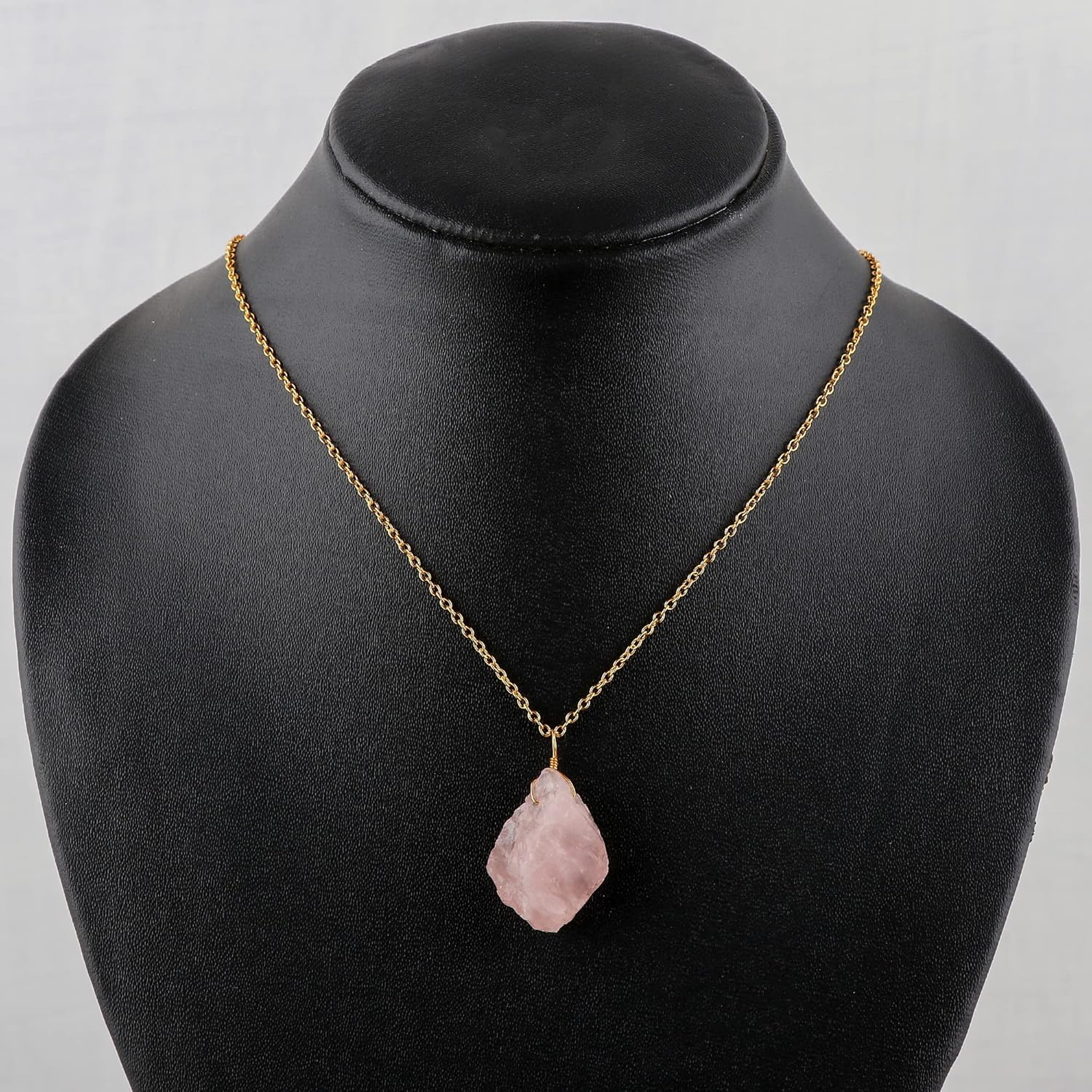 Raw Gemstone Pendant Necklace for Women |Natural Healing Crystal Rough Pendant 15–25 Carat | 8–14 mm Stone |Gold Plated Chain 16+2 Inch Adjustable | Gift Jewelry - Image 4