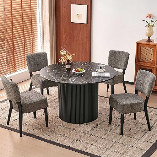 Miniatura 18 de Juego de 2 sillas de comedor apilables, sillas auxiliares de cocina tapizadas de tela moderna, silla de comedor moderna de mediados de siglo con