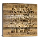 Rustic Reclaimed Wood Vintage Art by Second Hand By Nature - 28 x 28 Handmade Boho Farmhouse Home Decor for Bedroom, Living Room, or Fireplace - Country Boho Sign (I Believe In The Sun)
