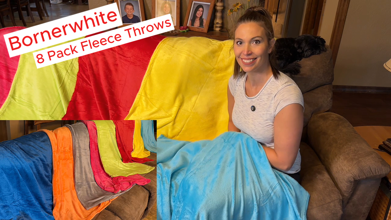 Watch Bornerwhite 8 Pack Fleece Throw Blankets Bright and Cozy on