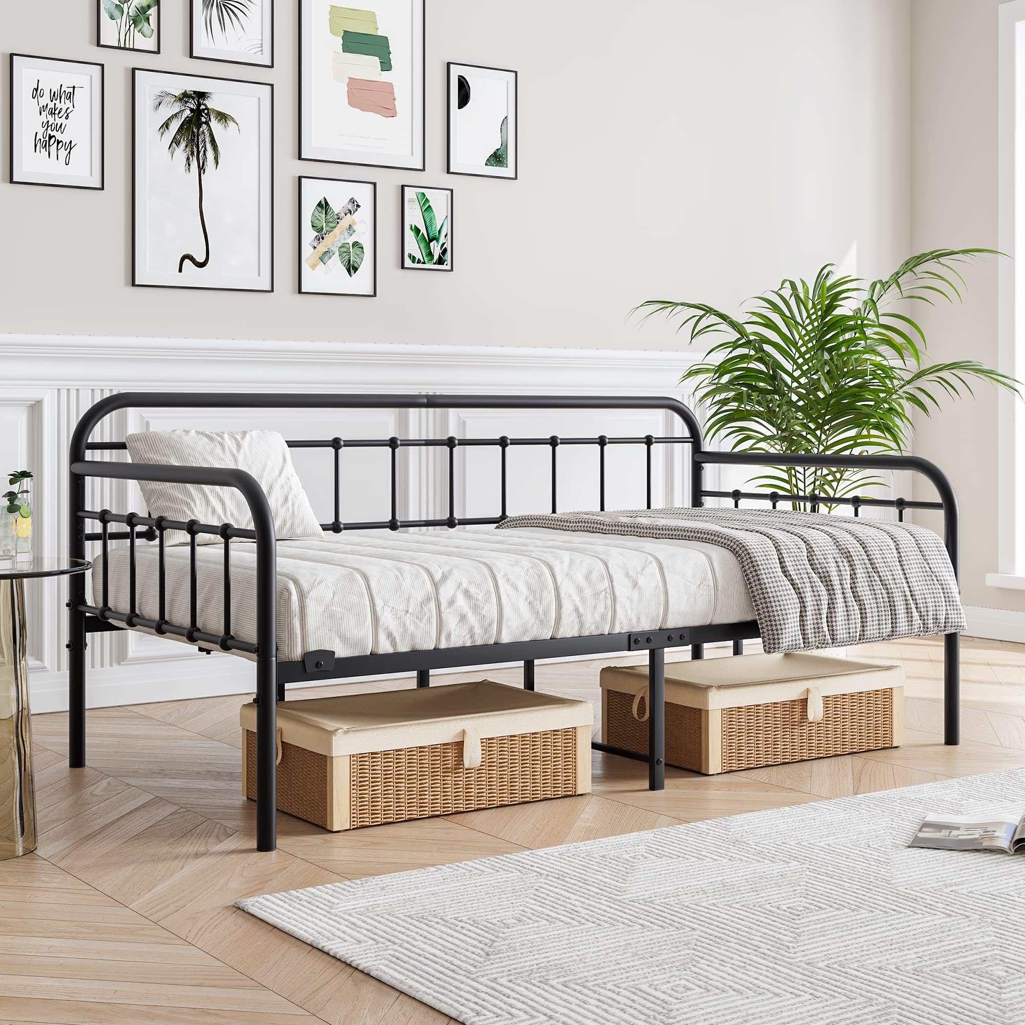 Metal Daybed Frame Twin Size with Steel Slats Platform Furniture,Black…