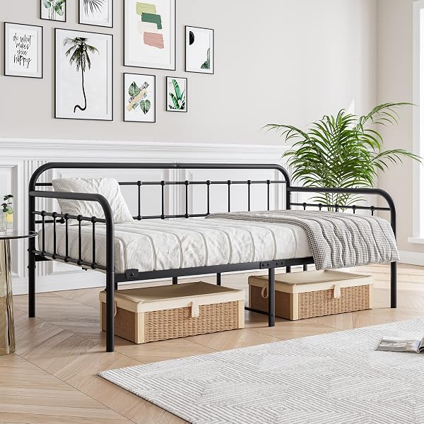 JURMERRY Metal Daybed Frame Twin, Black