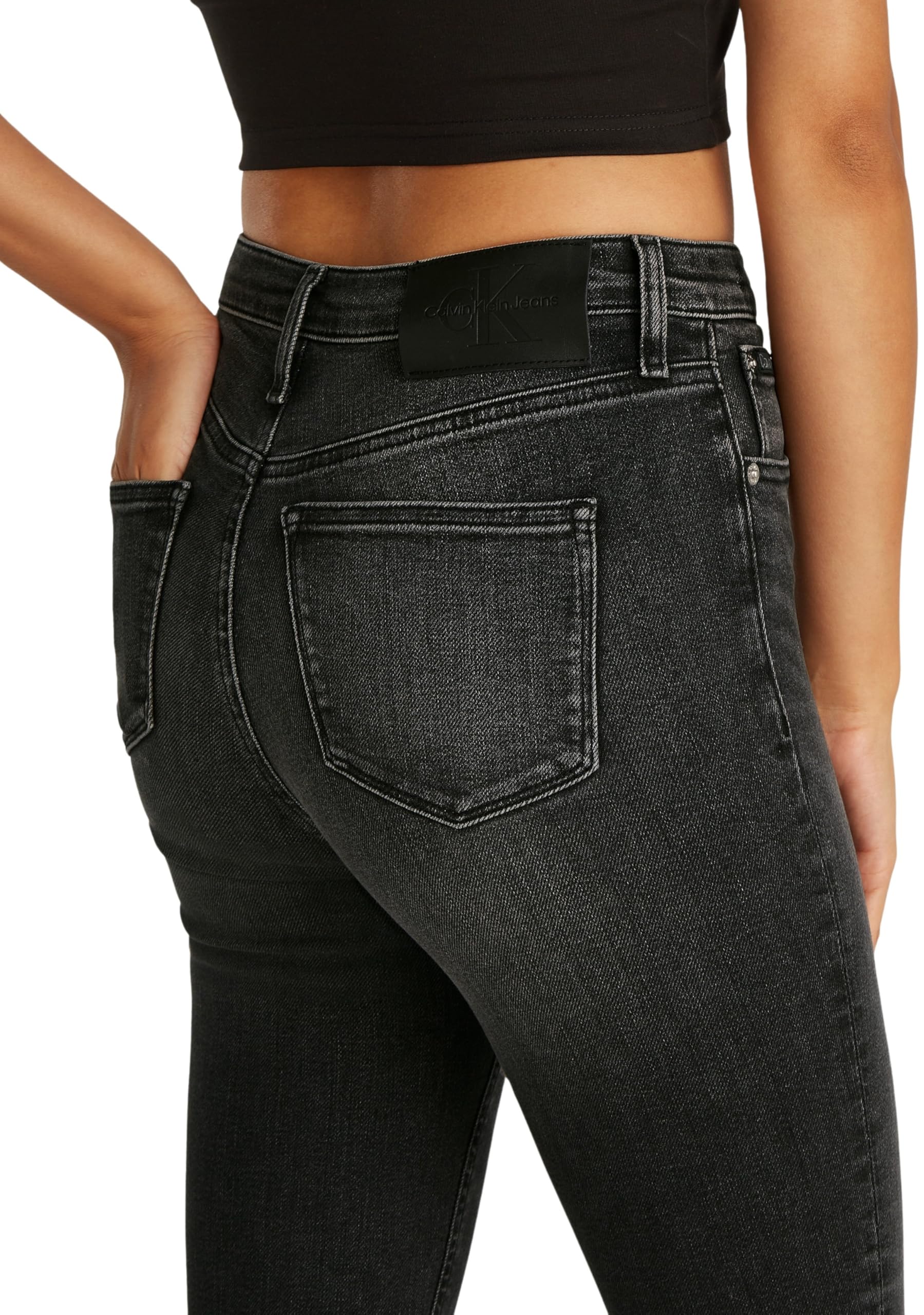 Calvin Klein Donna Jeans High Rise Super Skinny Ankle con Chiusura a Bottoni