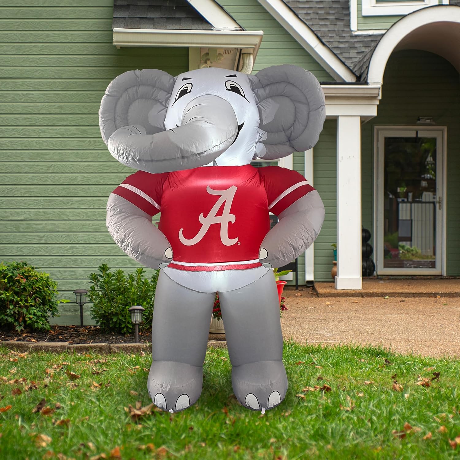 Logo Brands NCAA Alabama Crimson Tide 7ft Inflatable Yard Mascot – Easy Inflation with 12V Blower, LED Lights for Indoor/Outdoor Fun