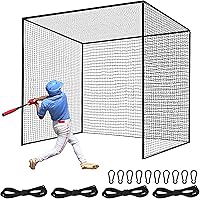 Vomov 10x10x10 Baseball Batting Cage Net - Durable 4-Sided High-Impact Polyethylene Netting with Carabiners & Ropes for Indoor/Outdoor Practice (Net Only)