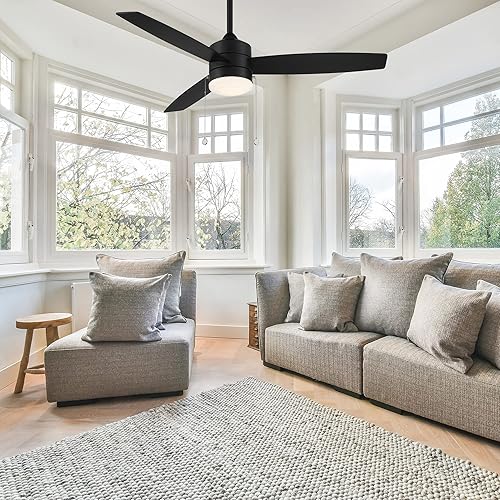 Miniatura 7 de WAC Atlantis - Ventilador de techo de 3 aspas para interiores y exteriores, 52 pulgadas, color negro mate con kit de luz LED de 3000 K