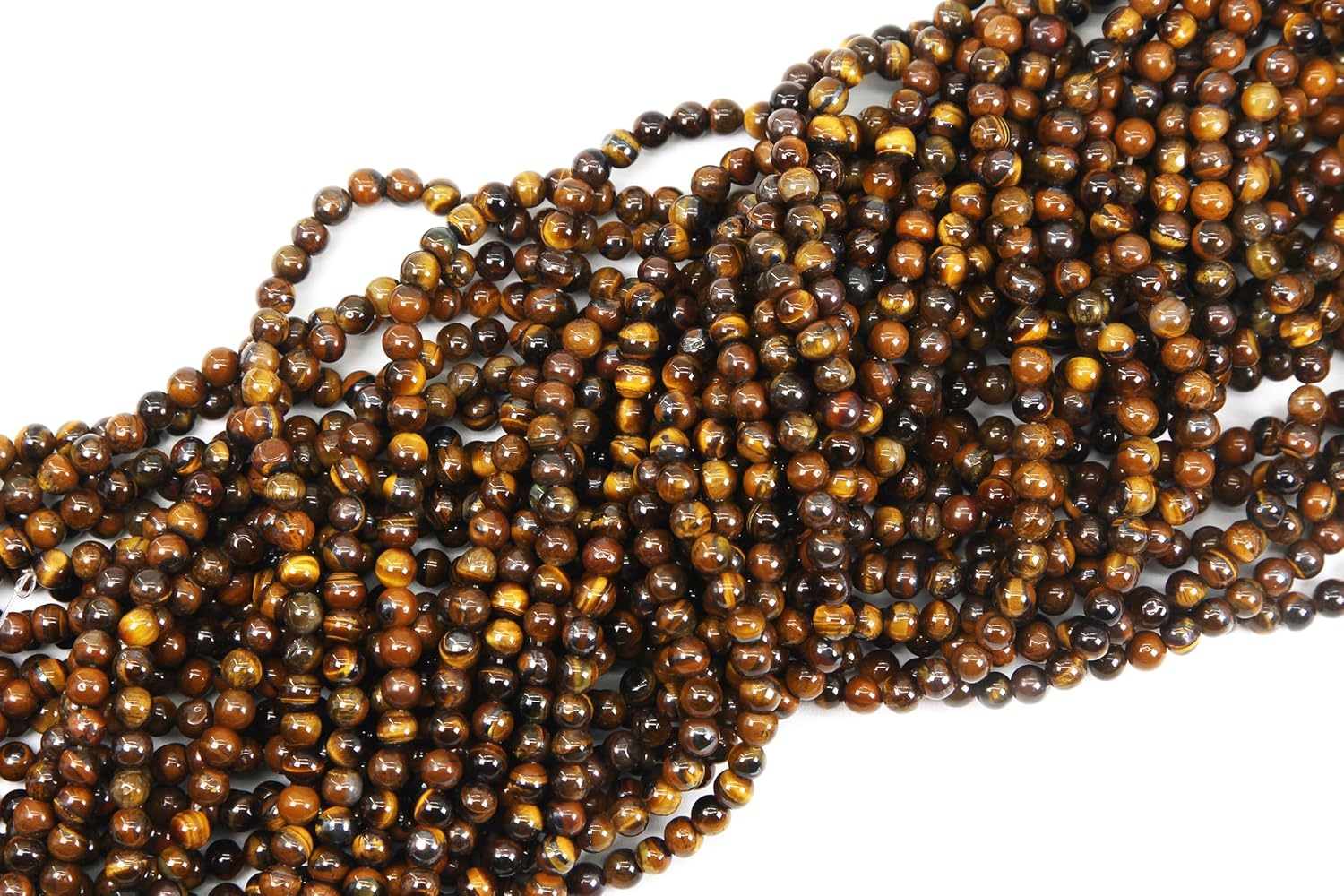 Qiwan 60PCS 6mm Natural Yellow Tiger Eye Gemtone Jewellery String, Round Loose Beads for DIY Jewelry Making, 1 String/15 Inches